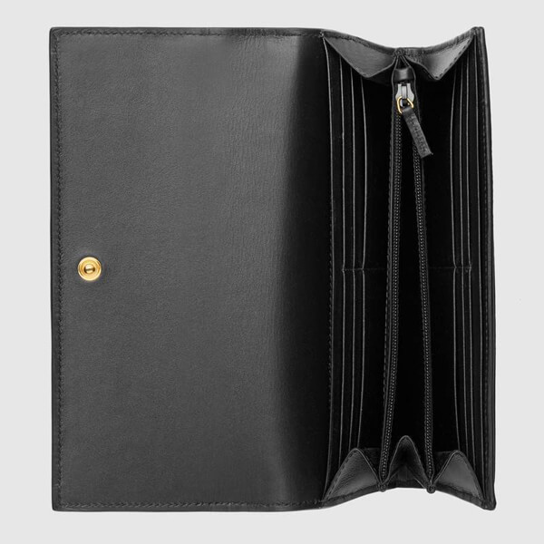 新作限定 グッチスーパーコピー OPHIDIA CONTINENTAL WALLET NERO*WHITE 523153 0KCDG 1060