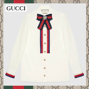 ☆グッチ☆ Sylvieウェブボウブローチ・コットンポプリン 偽物♪gucci0243
