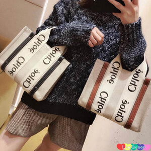 2024人気最新作！クロエ woody 偽物◇chloe トートバッグ 偽物◇キャンバス＆レザーCHC21US383E6691J