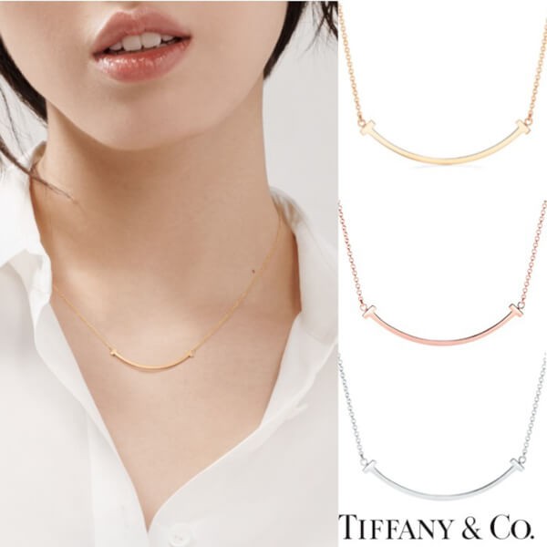 石原さとみ着用 ティファニー スマイル ネックレス 芸能人 Tスマイル 偽物★ペンダント 3色 TIFFANYT