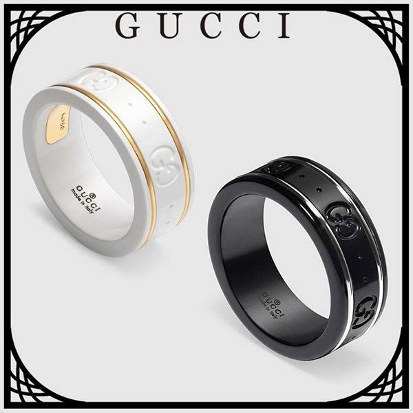 グッチ 偽物 18K ゴールド ライン GGパターン アイコン リング 2色 gucci7305