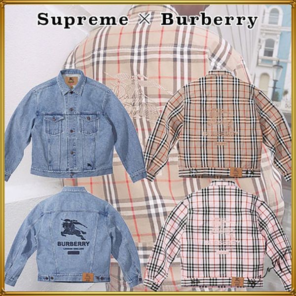 世界中で話題のコラボ★シュプリーム x バーバリー 偽物★デニムジャケット★3色 Burberry06