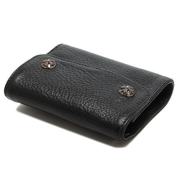 クロムハーツ 三つ折り財布 偽物 ブラック メンズ 116538 ウェーブ WAVE MINI WALLET BLACK/WHITE ミニ財布