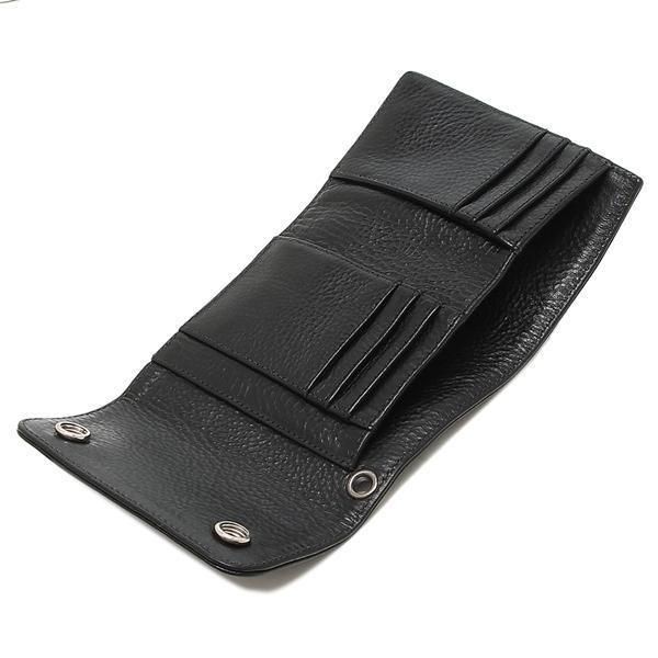 クロムハーツ 三つ折り財布 偽物 ブラック メンズ 116538 ウェーブ WAVE MINI WALLET BLACK/WHITE ミニ財布