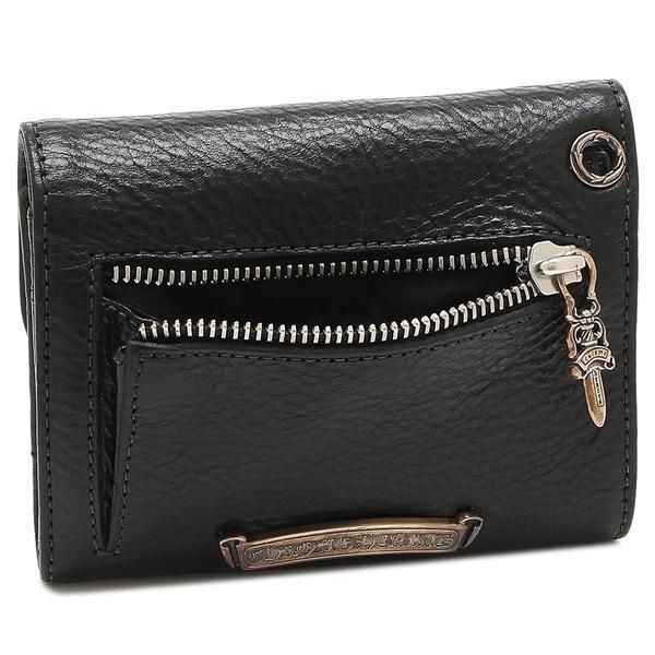 クロムハーツ 三つ折り財布 偽物 ブラック メンズ 116538 ウェーブ WAVE MINI WALLET BLACK/WHITE ミニ財布