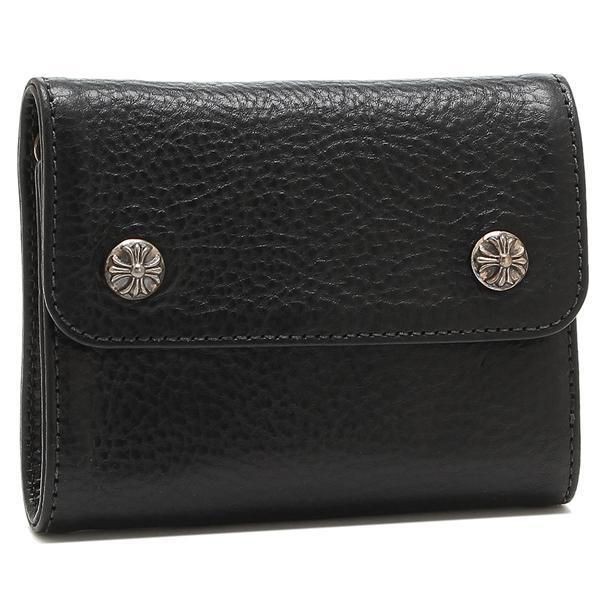 クロムハーツ 三つ折り財布 偽物 ブラック メンズ 116538 ウェーブ WAVE MINI WALLET BLACK/WHITE ミニ財布