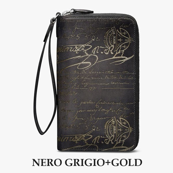 ベルルッティ  偽物 BERLUTI GOLD/SILVER パティーヌ タリ ロング ジップウォレット