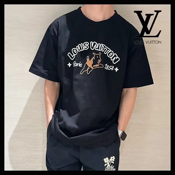 追跡付ルイヴィトン n級品 エンブロイダードコットンTシャツ 1AFQ71