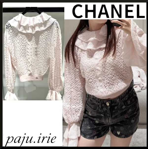 先取り！フェミニン♡25N【シャネル】フリル ニット トップス cc251113