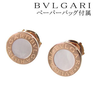ブルガリ ピアス スモールスタッドイヤリング マザーオブパール 18Kピンクゴールド OR856236